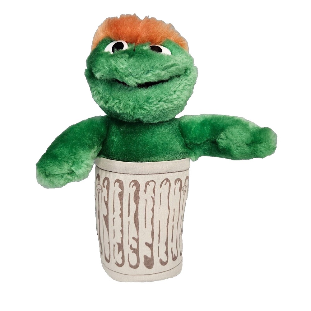 Applause Oscar Grouch Plush Garbage Can Stuffed Animal Toy Sesame Street 9" 1995